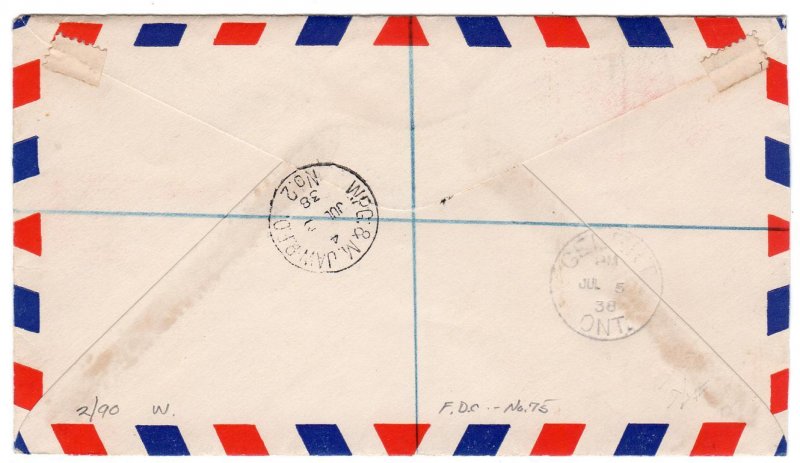 Niue 3sh First Day registered airmail to Canada, 1938