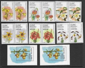 Guinea-Bissau 787 // 94 MNH Flowers sht. set in pair format vf.  2022 CV $29.90