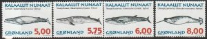 1997 Greenland - Sc 319-22 - MNH VF - 4 single - Whales
