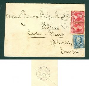 USA. 1895 Cover. N.Y. 1c. Franklin 2x2c. Washington  Adr: Switzerland