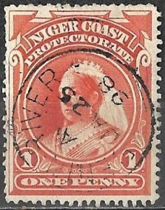 Niger Coast Protectorate 1897-98 Used Stamp Scott #56 Queen Victoria 1 Penny