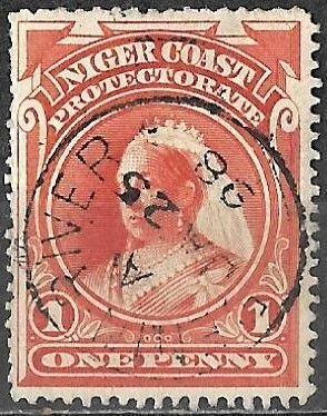 Niger Coast Protectorate 1897-98 Used Stamp Scott #56 Queen Victoria 1 Penny
