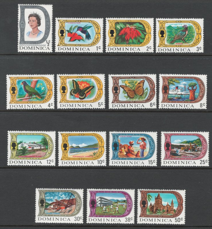 Dominica 1972 Queen Elizabeth II Definitives Scott # 268a - 282a MNH