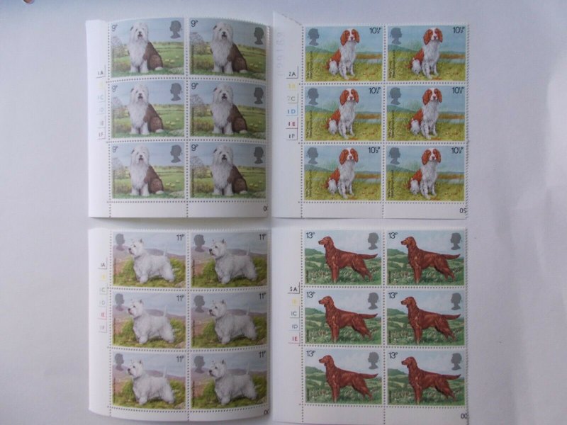 GB QEII 1979 Dogs Set of 4 in Cylinder Blocks of 6 Superb U/M SG Cat £8.50