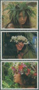 French Polynesia 1983 Sc#386-388,SG405-407 Floral Headdresses set MNH