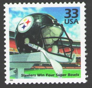 1999 Celebrate the 1970s Pittsburg Steelers Single 33c Stamp, Sc# 3189e, MNH, OG