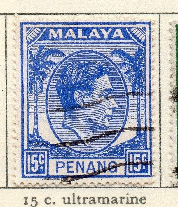 Malaya Penang 1949-52 Early Issue Fine Used 15c. 029254