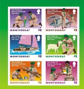 Montserrat 2007 - Boy Scouts - Sheet of 6 IMPERF Stamps - Scott #1171 - MNH