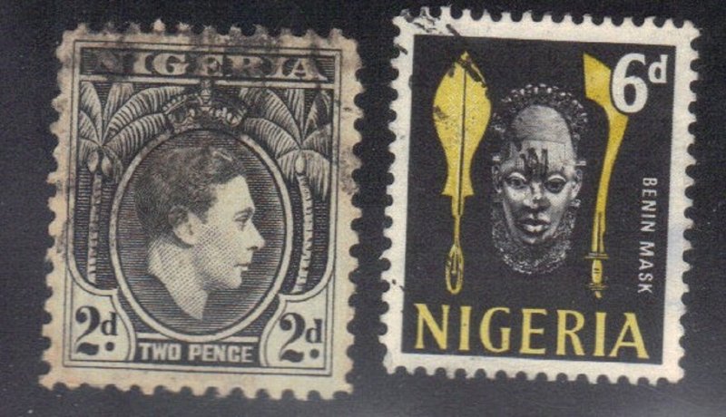 NIGERIA SCOTT #56,107 USED 2p,6p 1938-51