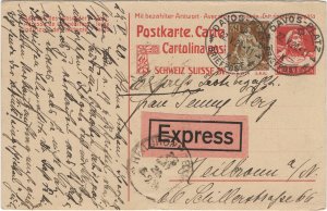 SWITZERLAND 1920 uprated 10c Reply postal card EXPRESS Davos-Platz