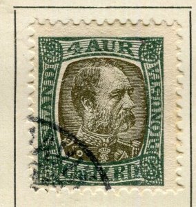 ICELAND; 1902 early Christian IX Official issue fine used 4a. value