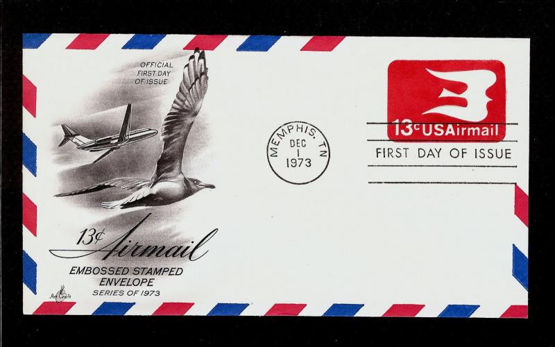 FIRST DAY COVER #UC47 13c Dove USAirmail Stamped Envelope U/A ARTCRAFT FDC 1973