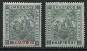 Barbados 1897 1/4d and 1/2d mint o.g. hinged