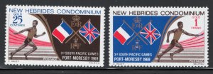 British New Hebrides 1969 3rd South Pacific Games Scott # 133 - 134 MNH