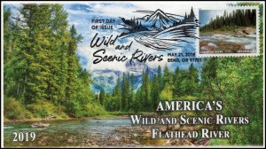 19-108, 2019, Wild and Scenic Rivers, Pictorial Postmark, FDC, Flathead River