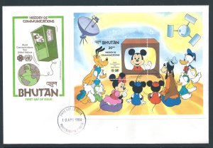 Bhutan #407 (SS FDC) Disney - Communications