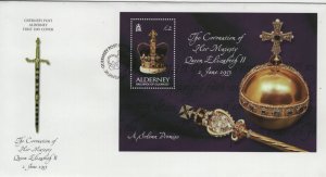 Alderney 2003 FDC Sc 202 2pd Crown QEII Coronation 50th ann Sheet