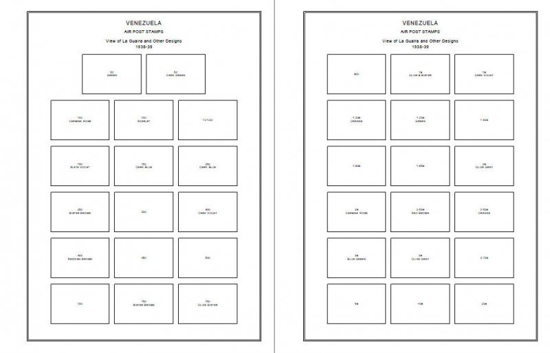 PRINTED VENEZUELA [CLASS.] 1859-1944 STAMP ALBUM PAGES (40 pages)