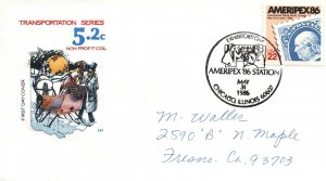 AMERIPEX '86 STAMP CANCELLED AMERIPEX '86 STATION CHICAGO 1986 NON-PROFIT CACHET