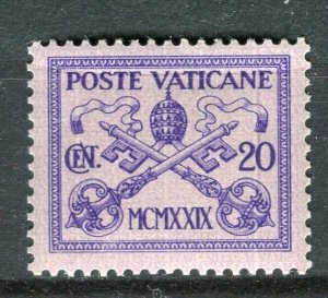 VATICAN; 1929 early Pope Pius XI issue fine Mint hinged 20c. value