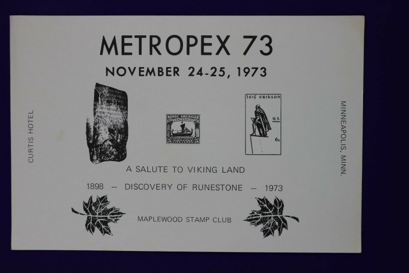 METROPEX 1973 Minneapolis MN Maplewood stamp club Philatelic Souvenir card page