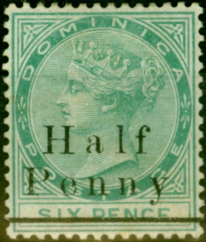 Dominica 1886 1/2d on 6d Green SG17 Fine Mtd Mint Stamp
