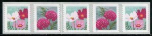 U.S.#5665 Butterfly Garden Flowers N.P. 5c Coil Strip 5, MNH.  Not PNC.