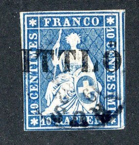 1858 Switzerland Sc # 37 used cv. $32.50 ( 2518 WX )