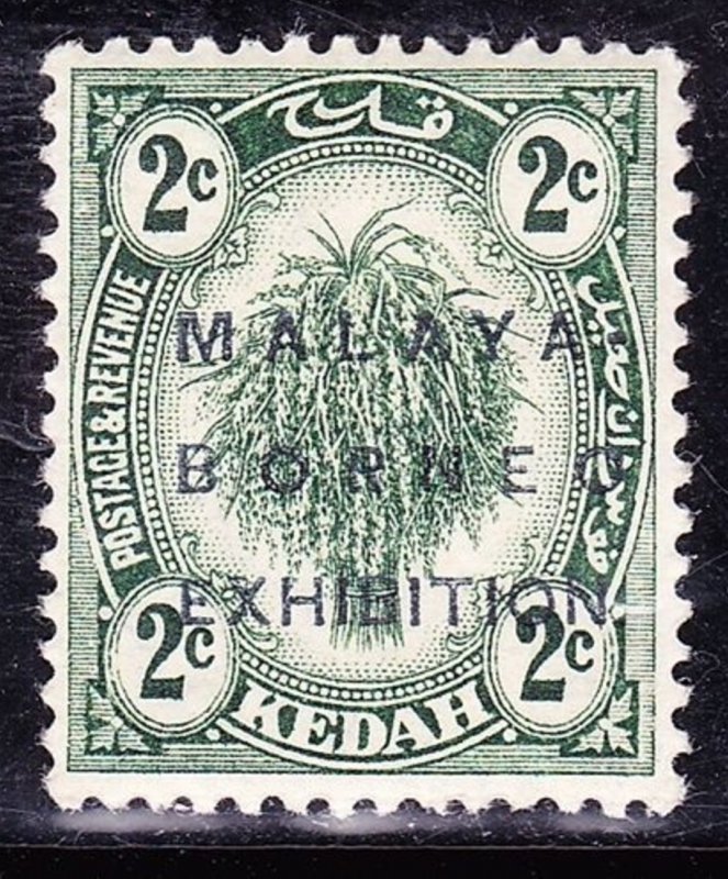 MALAYA KEDAH 1922 2c Green Malaya-Borneo Exh. ovpt. 'No Stop' SG 41f MNH CV£48