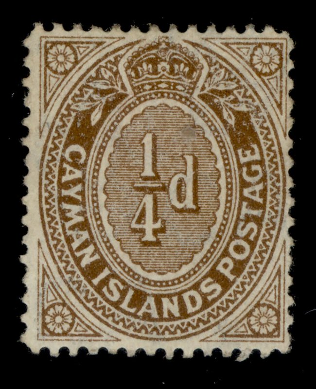 CAYMAN ISLANDS EDVII SG38, ¼d brown, M MINT.