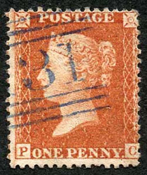 Penny Star (PC) wmk LC perf 14 Violet-blue cancel of Edinburgh