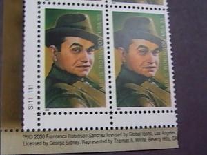 U.S.# 3446-MNH--LL PLATE # BLOCK 4--LEGENDS OF HOLLYWOOD-EDWARD G ROBINSON--2000