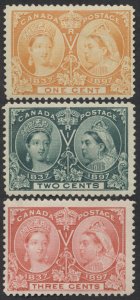 Canada #51-53 1c-3c Victoria Jubilees Mint OG F-VF LH-HR