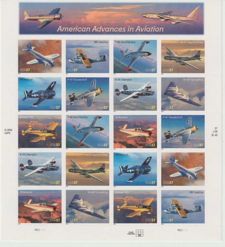 U.S.  Scott# 3925a 2005 American Advances in Aviation MNH S/S #1