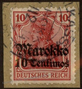 Germany 1914 WWI Morocco ALKASSAR Mi48 10c on 10pf USED 102654