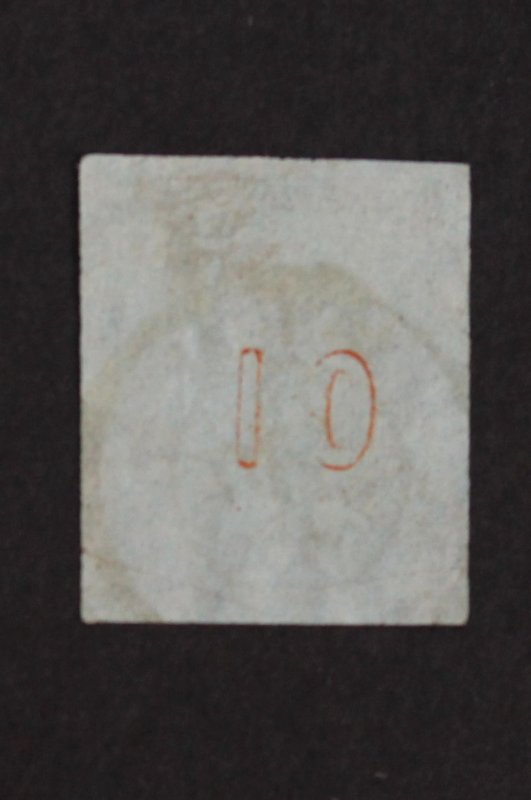 GREECE #19d SON 01 on back ORANGE ON BLUE CLEAR 1865 CANCEL VF XF