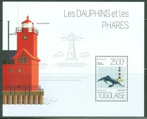 TOGO 2013  DOLPHINS AND LIGHTHOUSES  SOUVENIR SHEET MINT NH