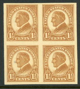 USA 1925 Harding 1½¢ Imperf  Scott # 576 Block MNH W924