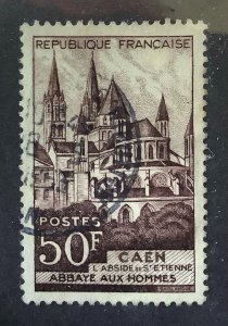 France 1951 Scott 674 used -  50fr, Saint-Étienne Abbey, Caen