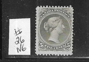 CANADA SCOTT #26 1868-76 LARGE QUEEN 5C (OLIVE GREEN) MINT NO GUM