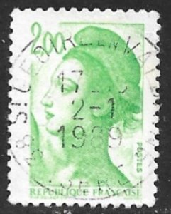 FRANCE 1982 2fr Bright Yellow Green LIBERTY Issue Sc 1799 VFU