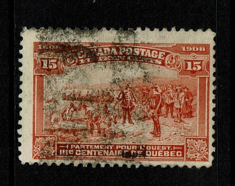 Canada SC# 102, Used, Hinge Remnant, vertical crease - S6790