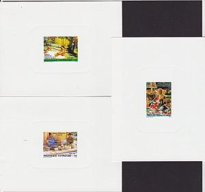 FRENCH POLYNESIA 1986 Weaving set of 3 deluxe proofs........................4041