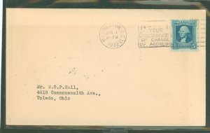 US 710/1952 George Washington 2 1st day cancels on the same cover #1952 on the back addressed crease.