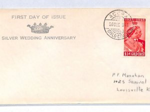 GOLD COAST FDC 1948 SILVER WEDDING Accra USA KY Louisville{samwells-covers}YR118