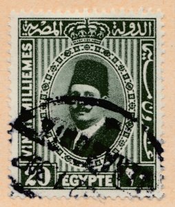 1929 King Fuad 20m Grey Green Used Stamp A29P25F33089-