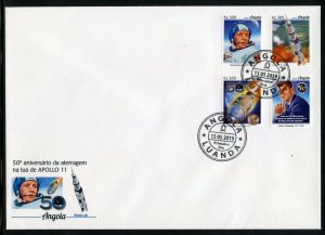 ANGOLA 2019 50th ANNIVERSARY OF APOLLO 11 IMPERF SET W/ KENNEDY FIRST DAY COVER