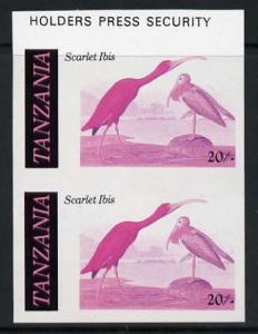Tanzania 1986 John Audubon 20s in unmounted mint imperf c...