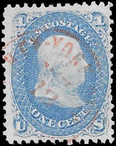 1861 US SC #63 USED NH F-VF RED NY DATE CANCEL