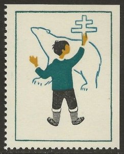 Greenland 1955 Kid & Bear Anti-TB Charity Stamp Cinderella Seal VF-NH